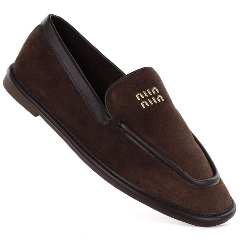 Women's suede brown lords shoes Vinceza 62271 Vinceza