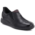 Black women's leather wedge shoes M.Daszyński SFY2647-5