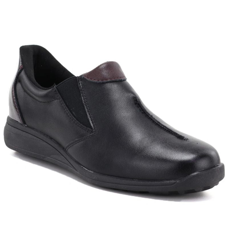 Black women's leather wedge shoes M.Daszyński SFY2647-5