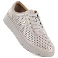 Women's leather openwork shoes, gold, Vinceza 79629 Vinceza