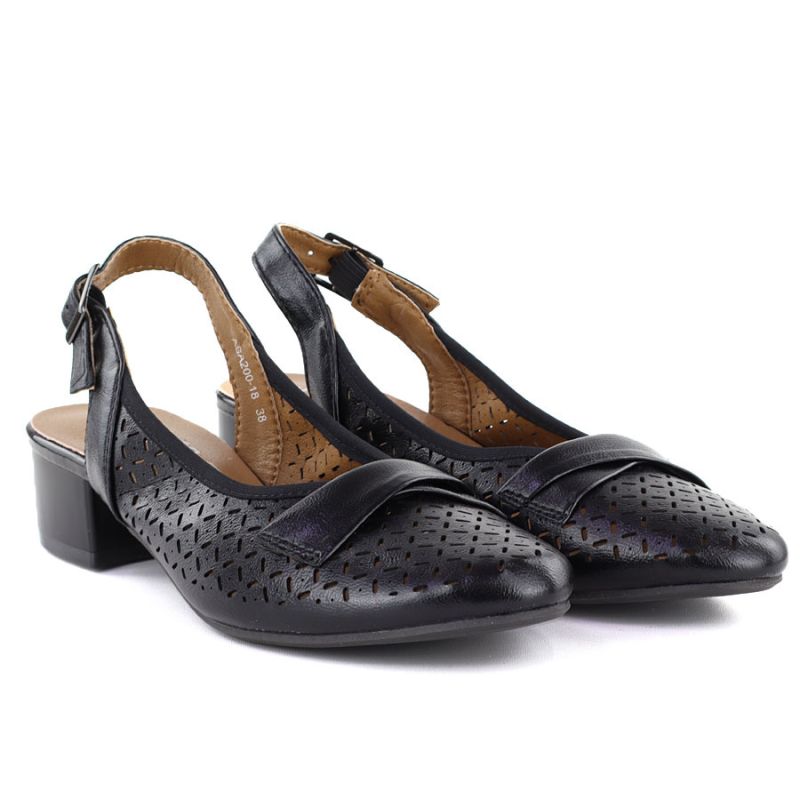 Women's openwork pumps with a strap, black Jezzi ASA200-18 To be categorized Your Sports Performance