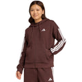 Women's adidas Essentials 3-Stripes Full-Zip Fleece Hoodie Brown JY3082 To be categorized Your Sports Performance