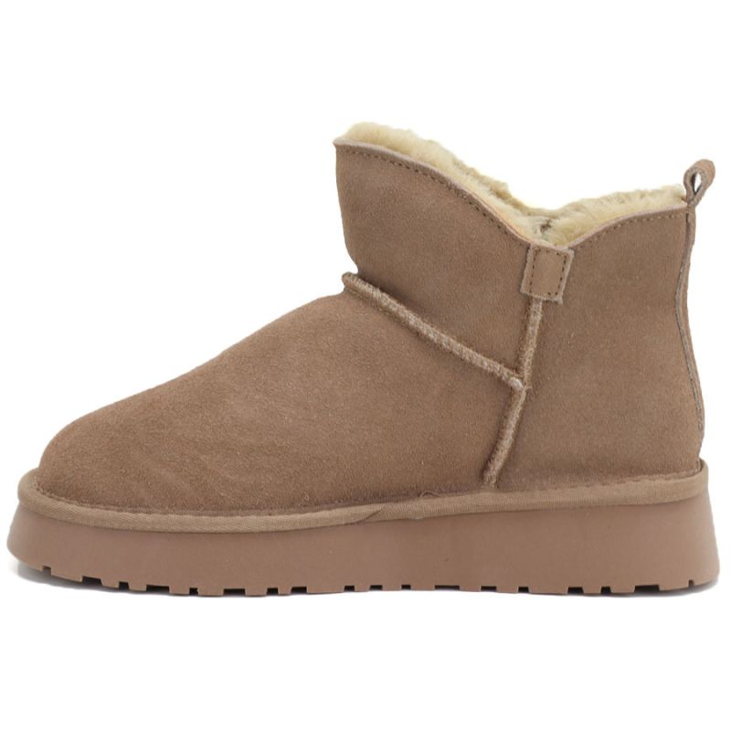 Women's leather ankle boots with beige platform snow boots Vinceza 97961