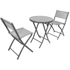 BALCONY FURNITURE SET ROUND TABLE AND 2 FOLDING CHAIRS GRAY Home and Garden/Garden Your Sports Performance