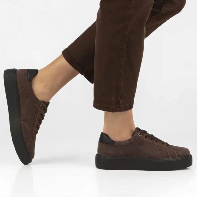 Women's leather platform sneakers, brown, Filippo DP6119