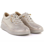 Women's leather openwork wedge shoes, gold, Vinceza 79603 To be categorized Your Sports Performance