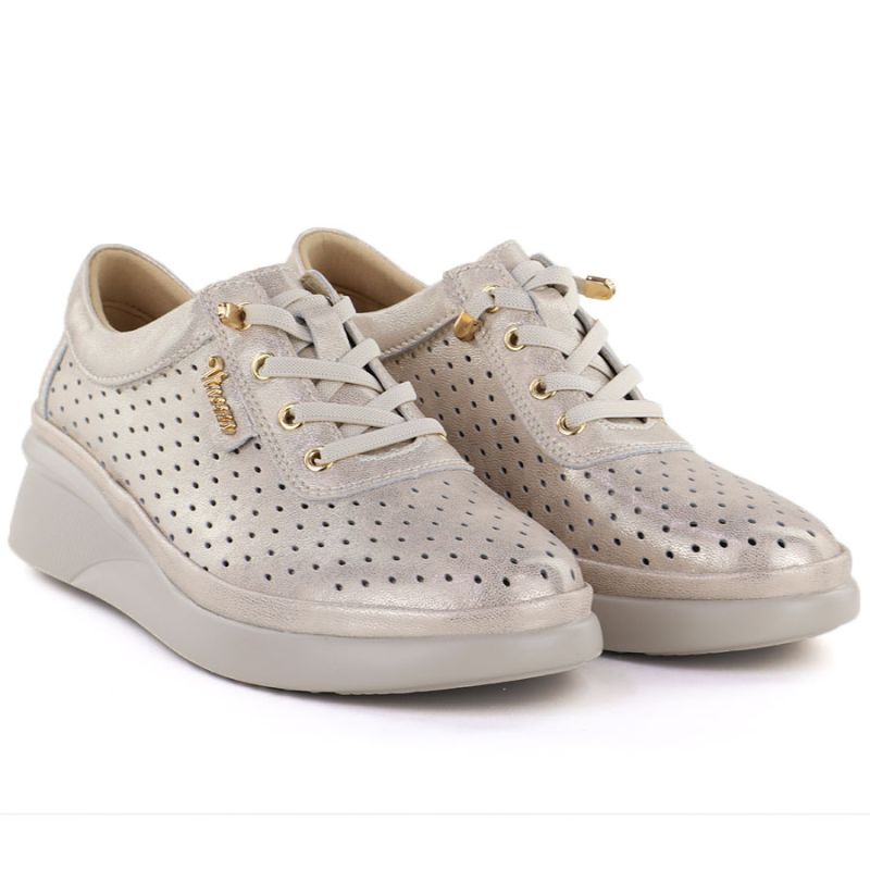 Women's leather openwork wedge shoes, gold, Vinceza 79603 To be categorized Your Sports Performance