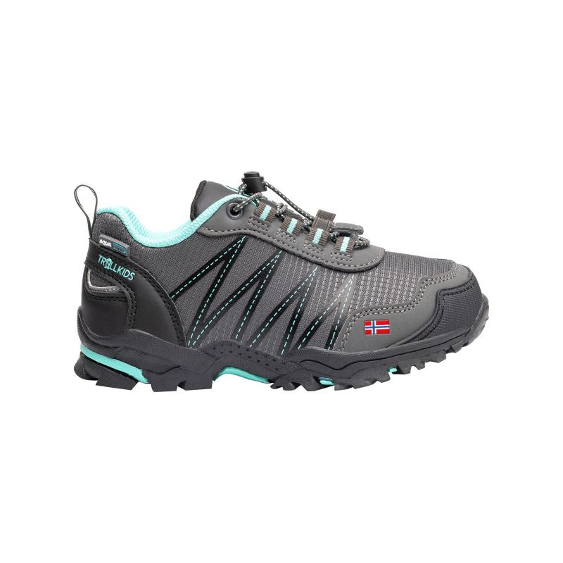Trollkids Kids Trolltunga Hiker Low waterproof hiking shoes for boys/girls, anthracite/mint (155-609) In preparation Your Sports Performance