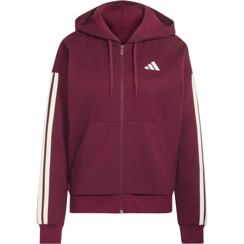 Women's adidas Essentials 3-Stripes Full-Zip Burgundy Sweatshirt KX0785