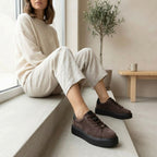 Women's leather platform sneakers, brown, Filippo DP6119