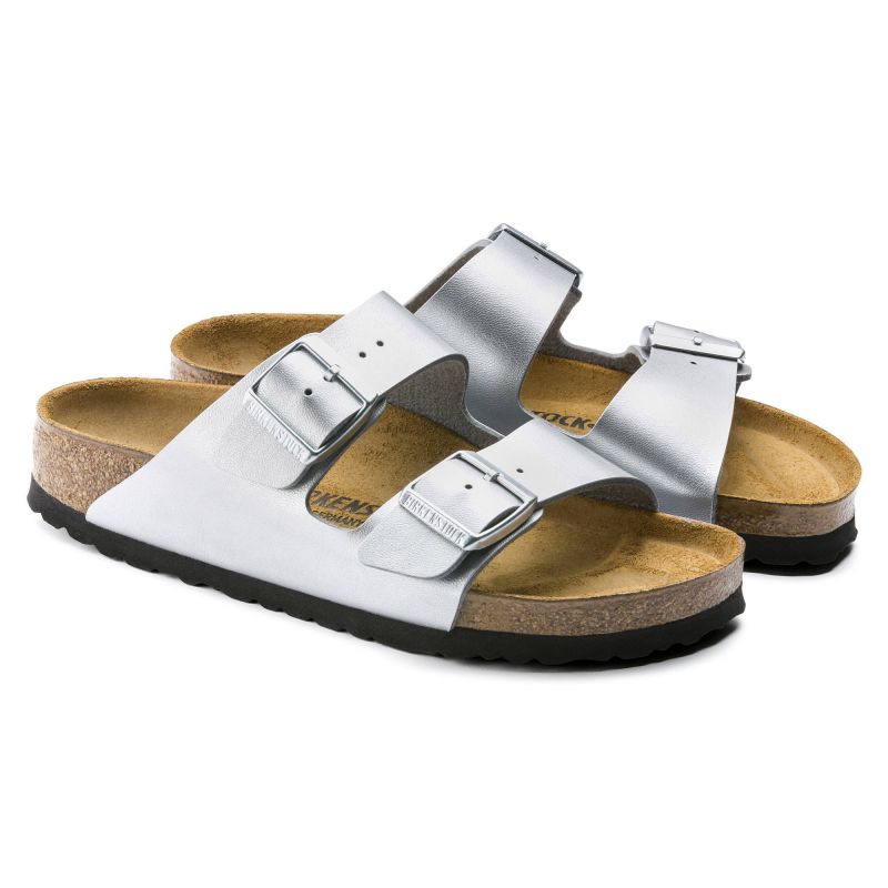 Women's Birkenstock Silver Arizona Birko-Flor Silver Regular Flip-Flops Wide (1012282) Footwear/Lifestyle/Brinkenstock/Klapki/chodaki Birkenstock