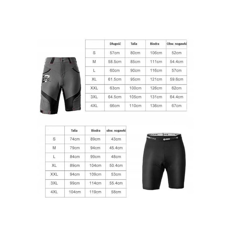 Rockbros Men's 2-in-1 Cycling Shorts Gray 3XL Rockbros/Odzież Rowerowa/Spodenki Your Sports Performance