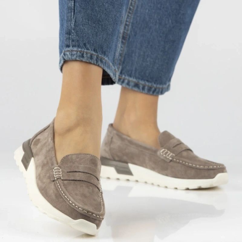 Women's beige leather platform loafers Filippo DP7528 Filippo
