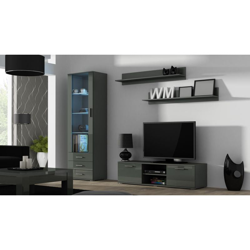 SOHO S1 display cabinet, grey/gloss grey Bufety i witryny/Bufety i witryny na drewnianej podstawie Your Sports Performance