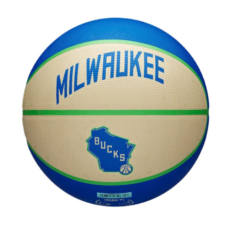 Wilson NBA Milwaukee Bucks Team City Icon Basketball - WZ4024217XB Piłki do koszykówki/Na zewnątrz - Outdoor Your Sports Performance