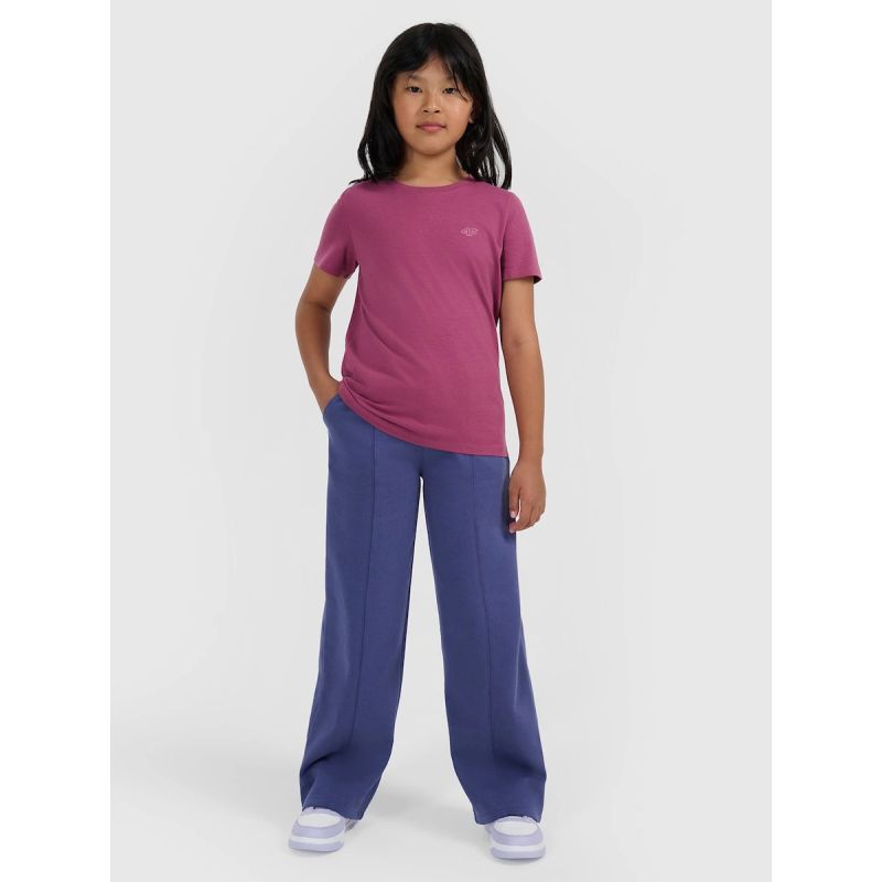 Girls' regular-fit plain T-shirt 4F 4FJRAW25TTSHF3233-50S