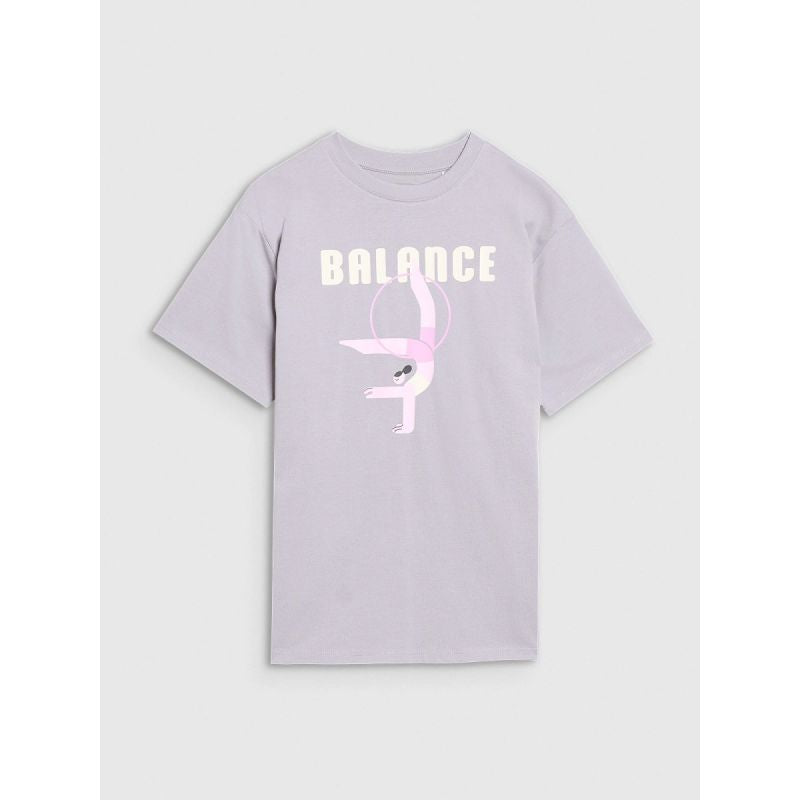 Oversized T-shirt with print for girls 4F 4FJRSS25TTSHF2646-25S *Kategoria tymczasowa Your Sports Performance