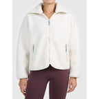 Women's loose sherpa fleece with stand-up collar 4F 4FWAW26TFLEF463-11S