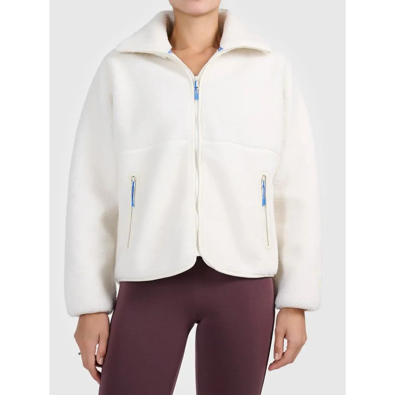 Women's loose sherpa fleece with stand-up collar 4F 4FWAW26TFLEF463-11S