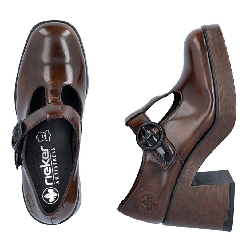 Women's brown high heel shoes Rieker 58053-25