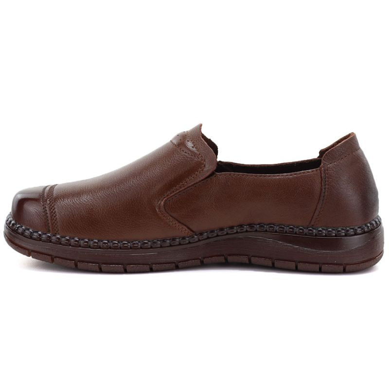Women's comfortable leather slip-on shoes, brown, Vinceza 107241