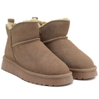 Women's leather ankle boots with beige platform snow boots Vinceza 97961