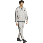 Men's adidas Essentials 3-Stripes Fleece Tapered Cuffed Pants Gray KY4127