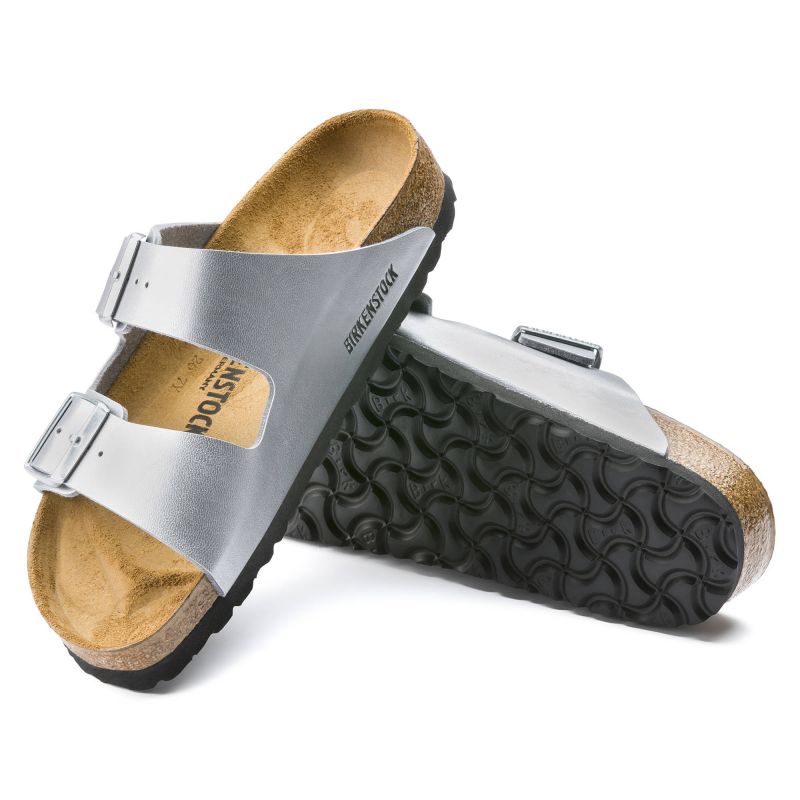 Women's Birkenstock Silver Arizona Birko-Flor Silver Regular Flip-Flops Wide (1012282) Footwear/Lifestyle/Brinkenstock/Klapki/chodaki Birkenstock