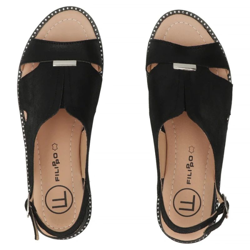 Women's black leather sandals Filippo DS4470 Filippo