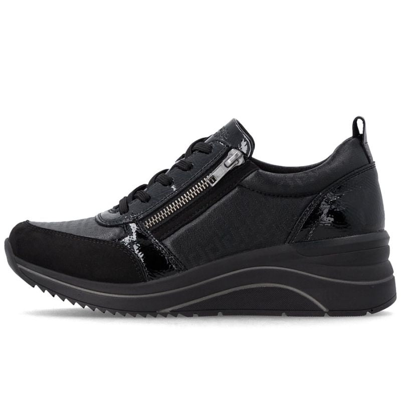 Women's wedge sneakers black Remonte Rieker D0T22-03