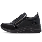 Women's wedge sneakers black Remonte Rieker D0T22-03