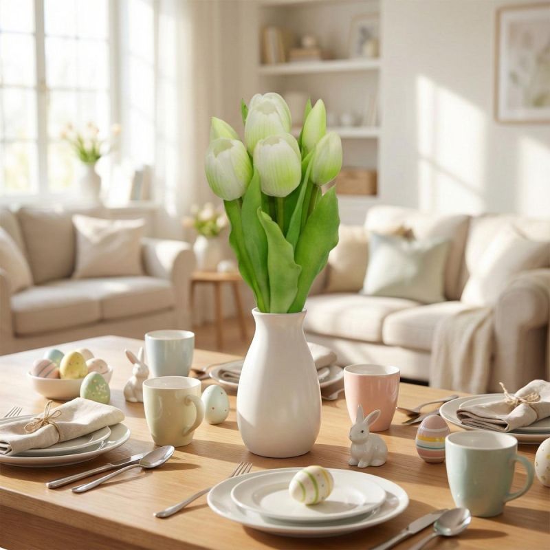 BOUQUET OF 7 WHITE TULIPS 31 CM LIFE-LIKE SPRING DECORATION Home and Garden/Equipment Your Sports Performance
