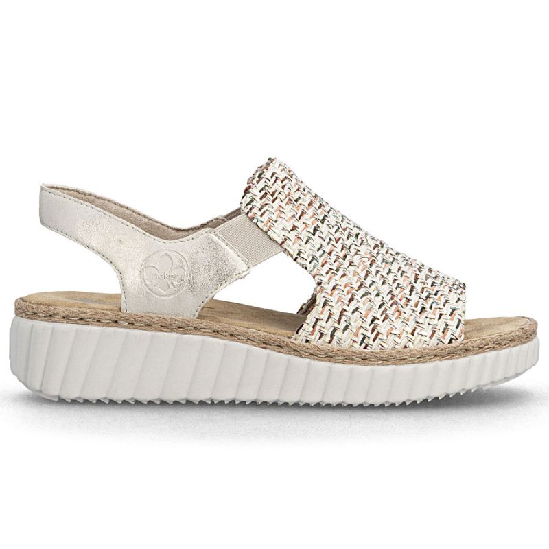 Women's beige woven platform sandals Rieker 69276-60 Rieker