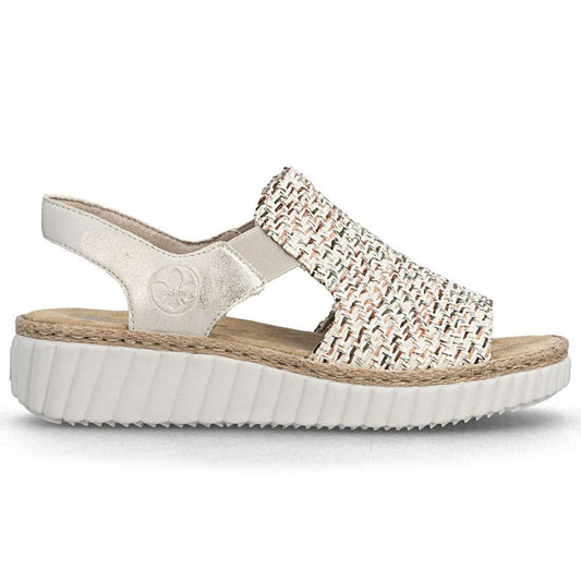 Women's beige woven platform sandals Rieker 69276-60 Rieker
