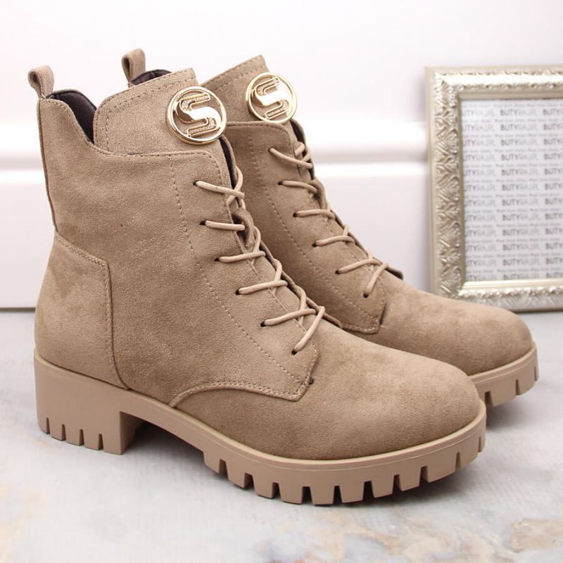 Insulated suede ankle boots with high heel and platform M.Daszyński W SAN22, beige Footwear/Lifestyle/M.Daszyński Your Sports Performance