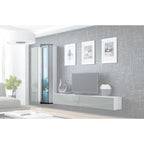 VIGO glass display cabinet '180' 180/40/30 white/grey Bufety i witryny/Bufety i witryny na drewnianej podstawie Your Sports Performance