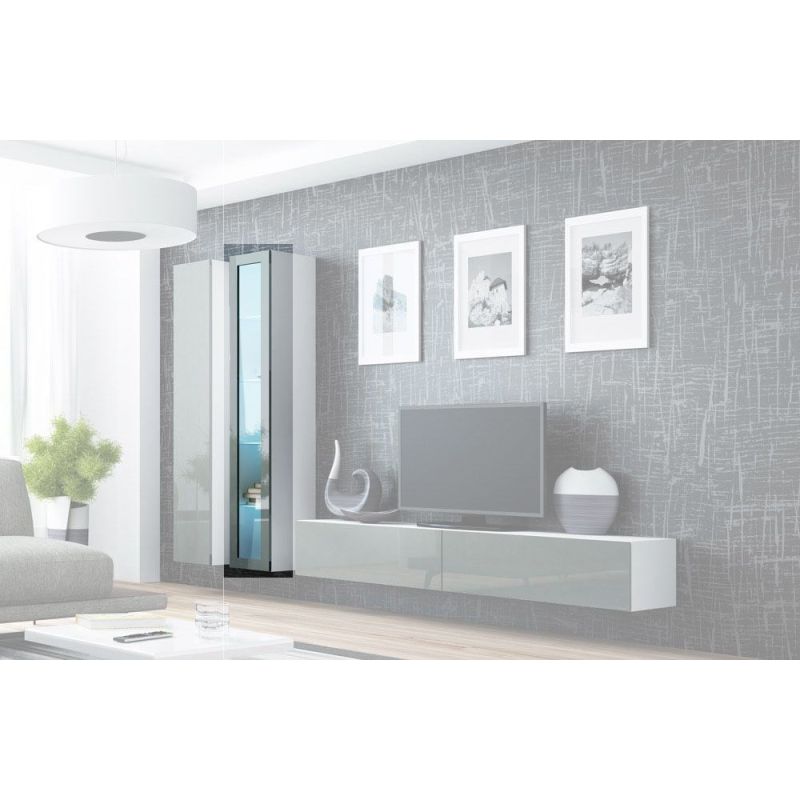 VIGO glass display cabinet '180' 180/40/30 white/grey Bufety i witryny/Bufety i witryny na drewnianej podstawie Your Sports Performance