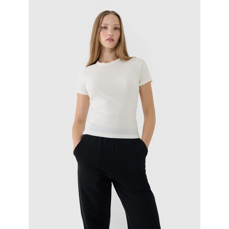 Women's slim ribbed t-shirt 4F 4FWSS25TTSHF1968-11S *Kategoria tymczasowa Your Sports Performance