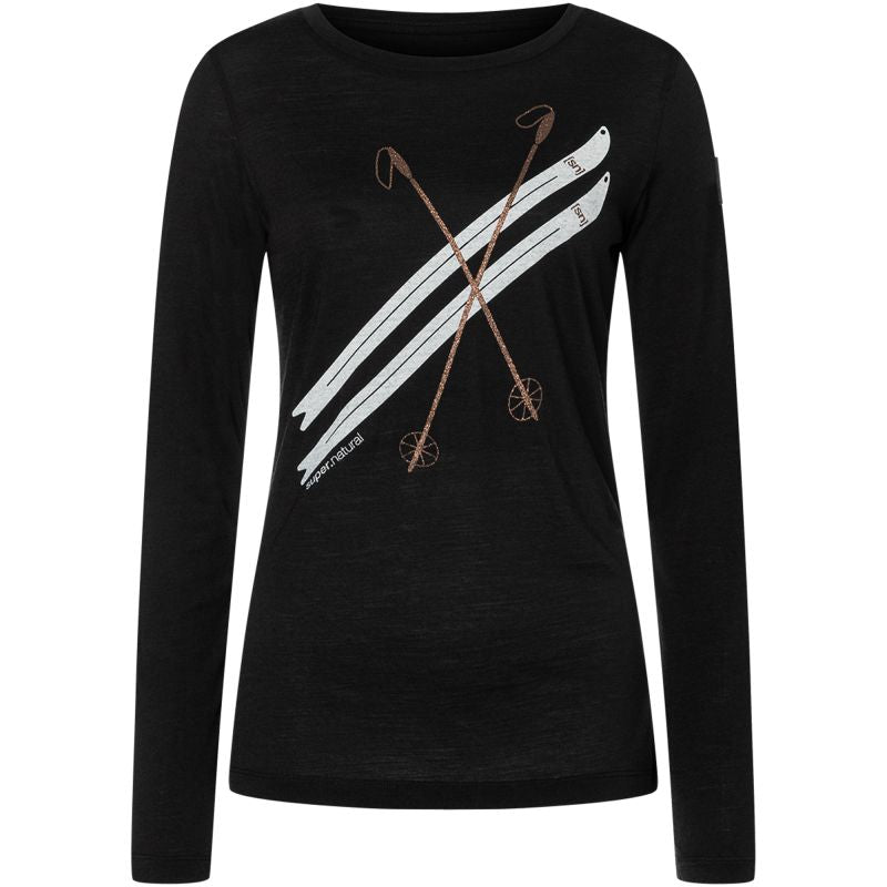 Women's SUPER.NATURAL W KRYSSEDE SKI LS Long-Sleeve Top black