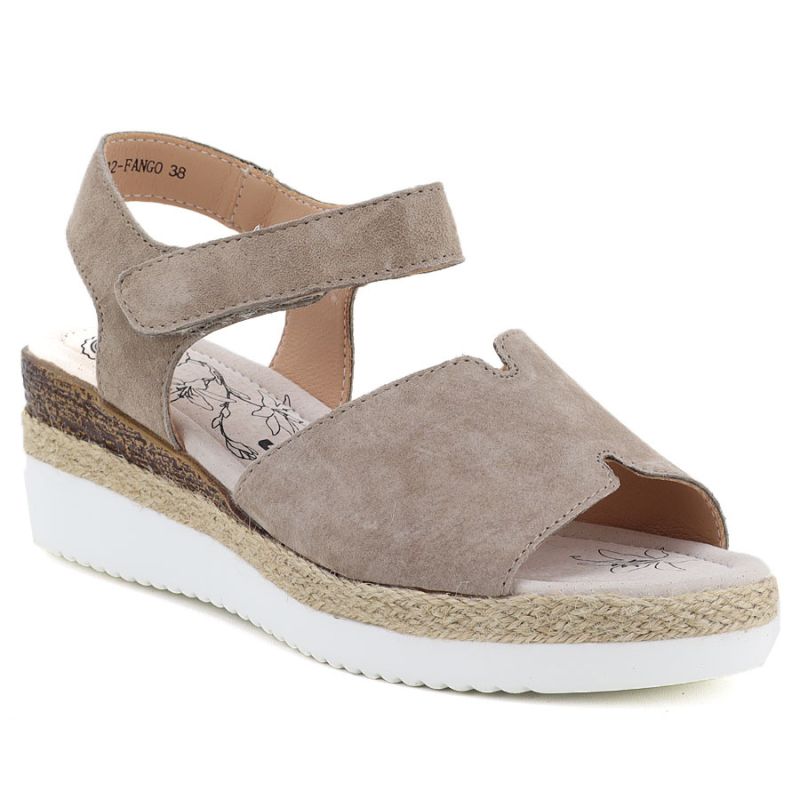 Women's leather wedge sandals beige Jezzi 26SD18-32 Jezzi
