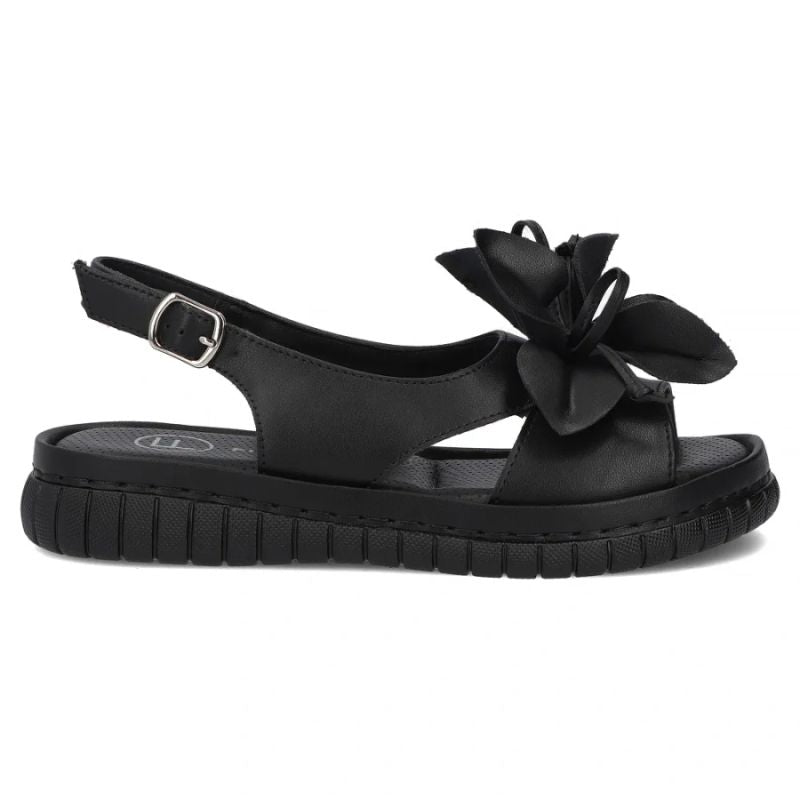 Women's leather wedge sandals, black, Filippo DS6965