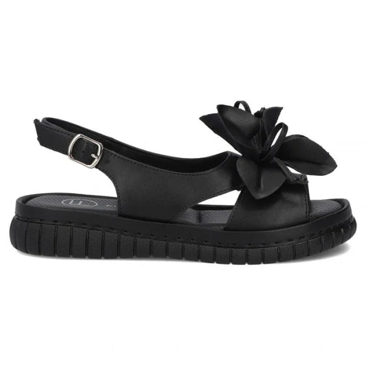 Women's leather wedge sandals, black, Filippo DS6965 Filippo