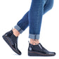Rieker W R474 snakeskin leather ankle boots black