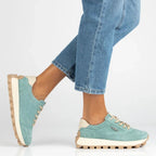 Leather platform sneakers in green Filippo DP7498