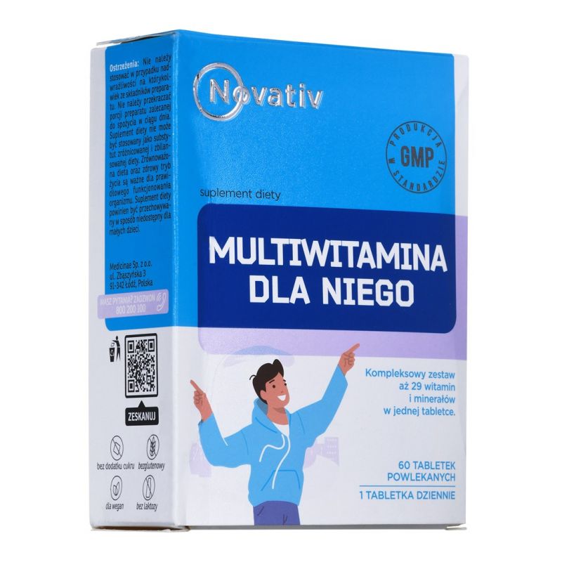 Novativ Multivitamin for Him 60 coated tablets Import z Action/Odżywki i suplementy/Suplementy diety Your Sports Performance