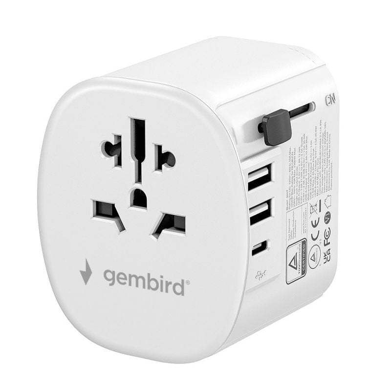 GEMBIRD UNIVERSAL GROUNDED TRAVEL ADAPTER 15W, WHITE Kable i adaptery/Adaptery, przejściówki Your Sports Performance