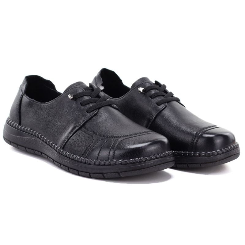 Comfortable black women's leather shoes Vinceza 107240