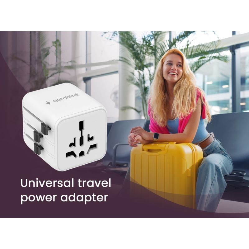 GEMBIRD UNIVERSAL TRAVEL ADAPTER WHITE Kable i adaptery/Adaptery, przejściówki Your Sports Performance