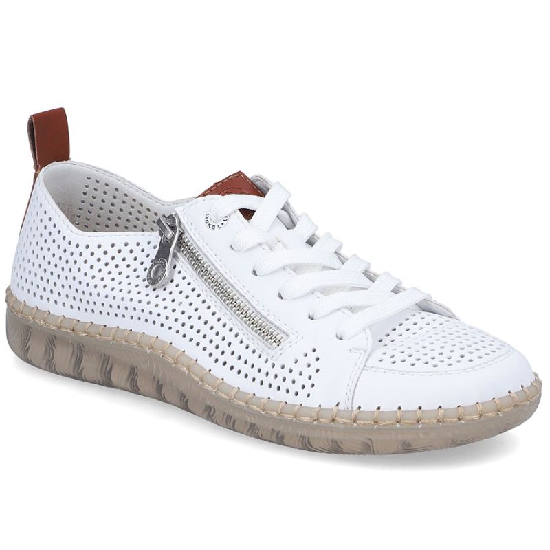 Women's leather openwork shoes white Rieker N2405-80 Rieker