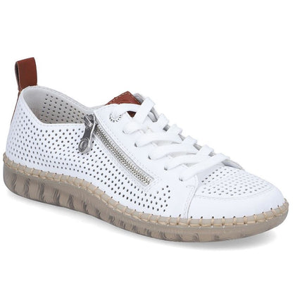 Women's leather openwork shoes white Rieker N2405-80 Rieker